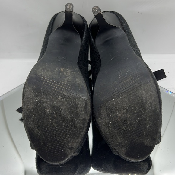 Sexy Lace-Up Cut out Peep Toe Little Black High Heels - Picture 8 of 10